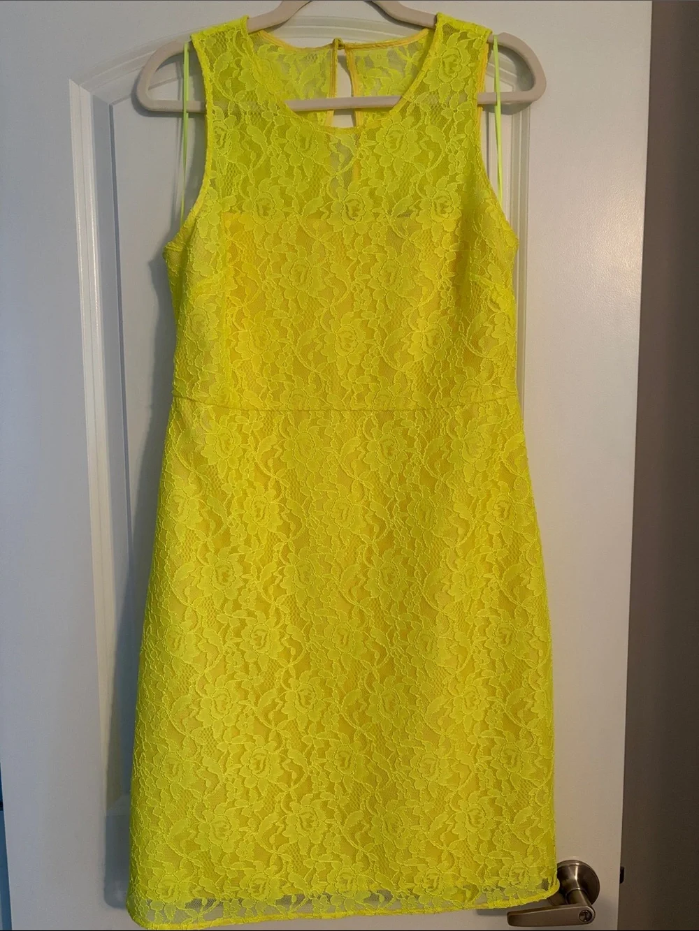 Women’s J. Crew Neon Yellow Lace Mini Dress size 10